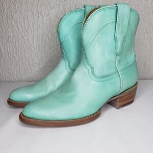 Tecovas The Penny Limited Turquoise Leather Roper Womens Cowgirl Boots Size 7.5B